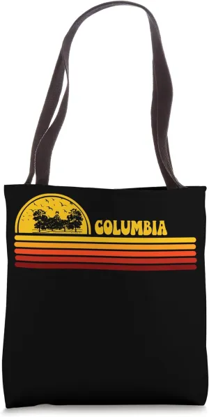 Columbia Vintage Sunset Logo Retro City Tote Bag