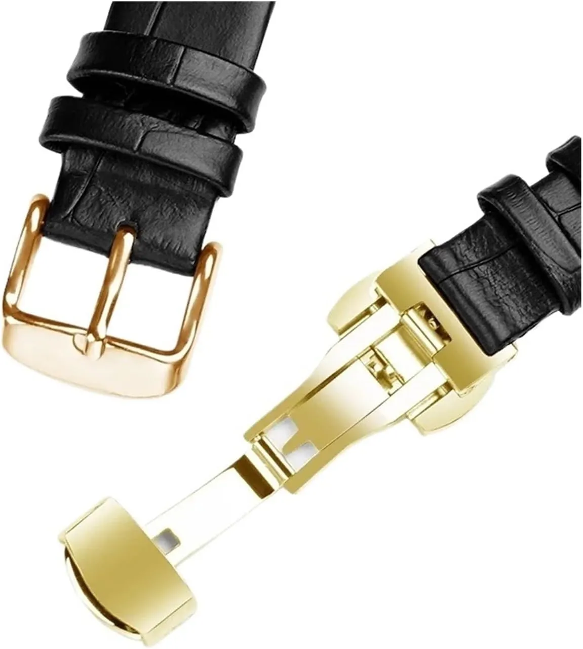 Compatible with Rado Crystal Coupole Genuine Leather Watch Band R2285415(Black White,14x5mm)