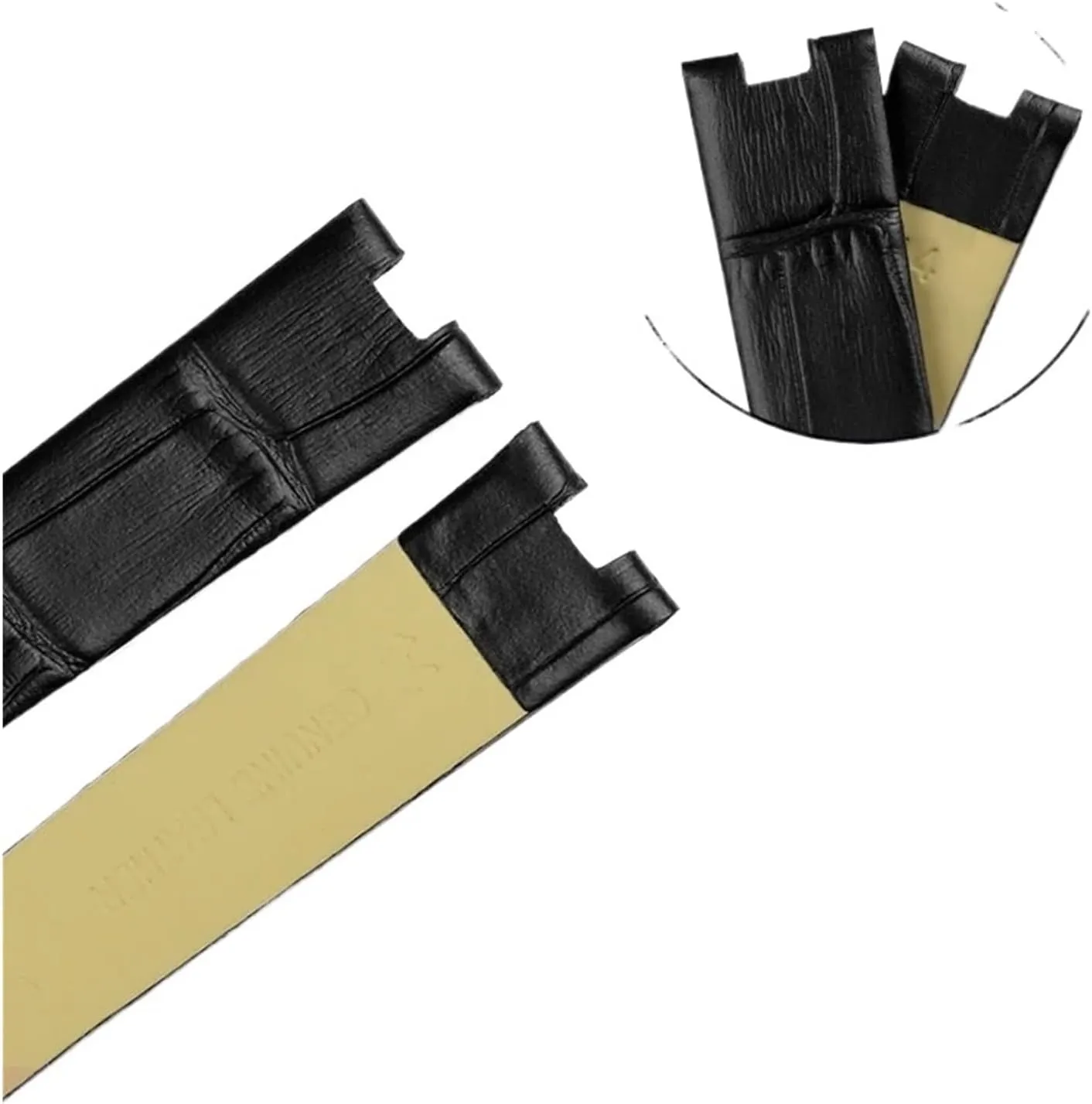 Compatible with Rado Crystal Coupole Genuine Leather Watch Band R2285415(Black White,14x5mm)