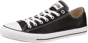 Converse Men's CTAS Leather Low Top, Black, Size 9