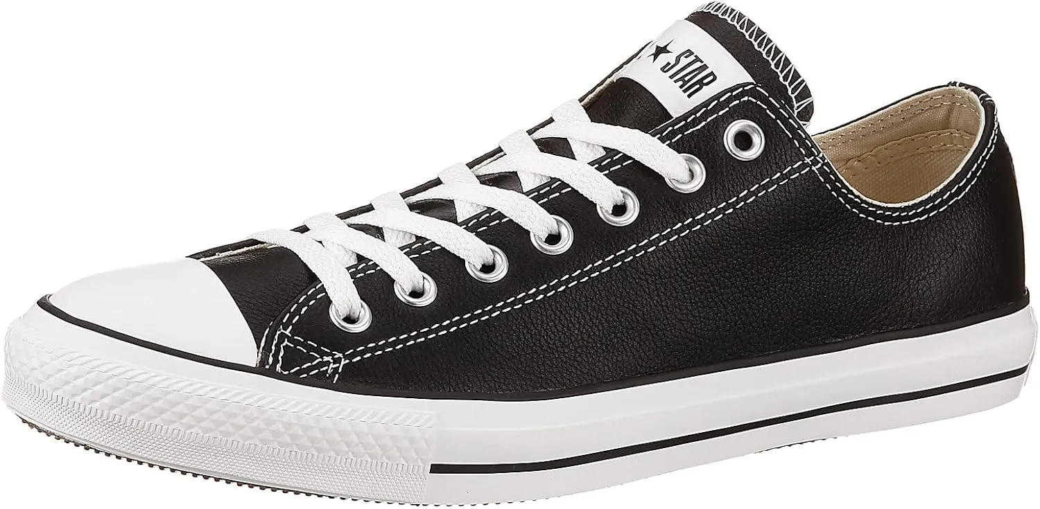 Converse Men's CTAS Leather Low Top, Black, Size 9