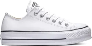 Converse Women's CTAS Lift Platform Leather Low Top, White/Black/White, Size 6.5