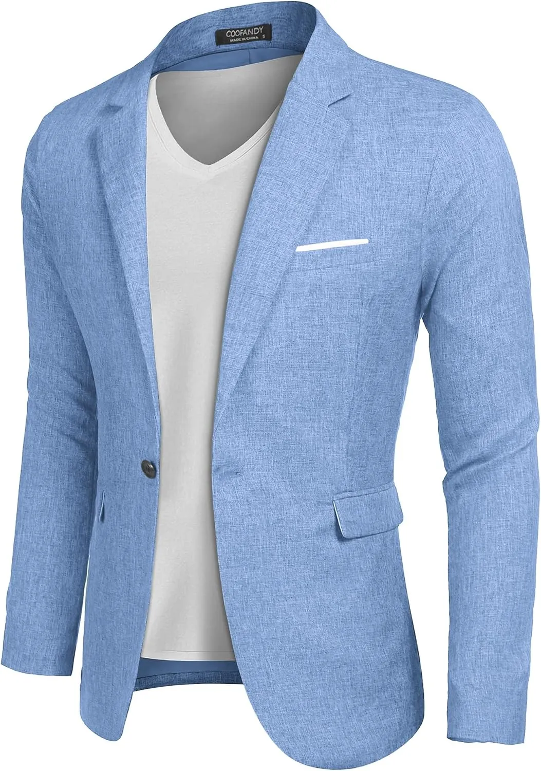 COOFANDY Men's Casual Suit Blazer Jackets Lightweight Sports Coats One Button Linen Texture Jacket