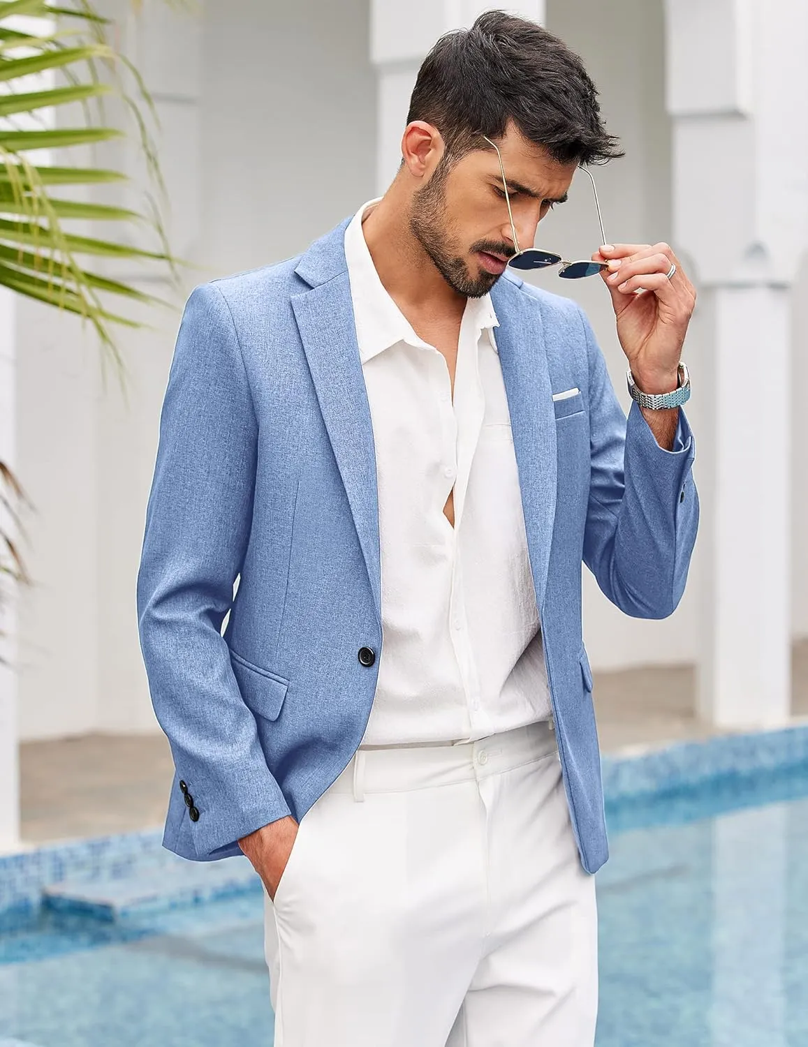 COOFANDY Men's Casual Suit Blazer Jackets Lightweight Sports Coats One Button Linen Texture Jacket