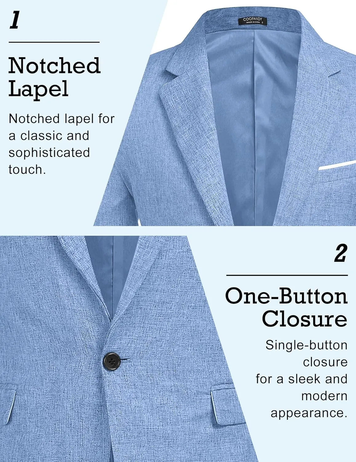 COOFANDY Men's Casual Suit Blazer Jackets Lightweight Sports Coats One Button Linen Texture Jacket