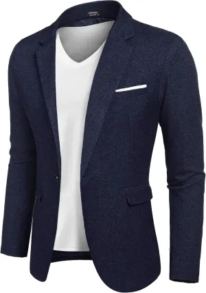 COOFANDY Mens Slim Fit Premium Stylish Suit Coat Jacket Modern Business Blazers Navy Blue