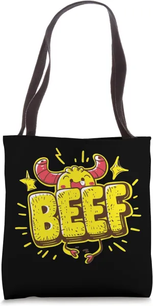 Cool yellow Beef Logo Tote Bag