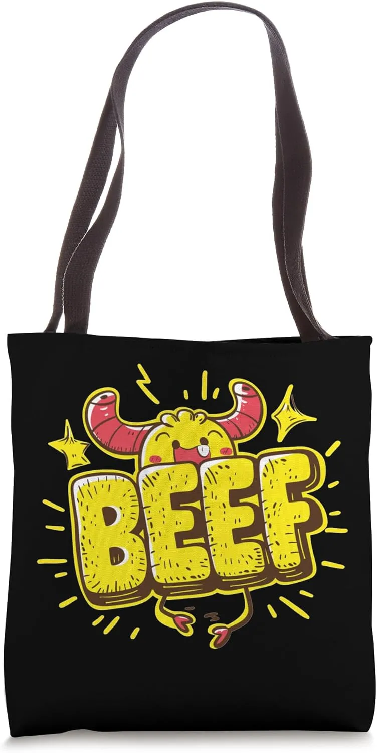 Cool yellow Beef Logo Tote Bag