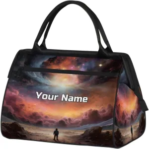 Cosmic Colorful Cloud Travel Duffel Bag, Personalized Sports Gym Bag Custom for Women and Men Waterproof Overnight Weekender Carry On Tote Bags for Airplanes, Traveling, Gym, Football, Hospital Bag