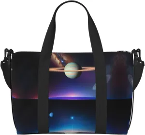 Cosmic Saturn Women's Hand-held Crossbody Travel Bag, Casual Handbag with Zipper, Suitable for Work, Travel, Fitness, Travel