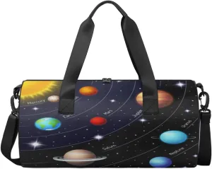 Cosmic Solar System Sports Duffel Bag, Gym Tote Bag Waterproof Weekender Travel Bag for Overnight Travel Luggage Workout Women Men