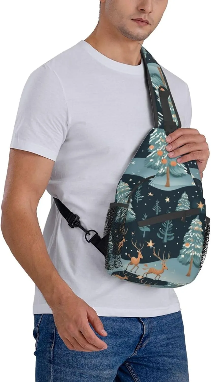 Couple Parrots Olive Crossbody Bag Chest Shoulder Bag Small Casual Backpack Suitable For Women Men Hiking