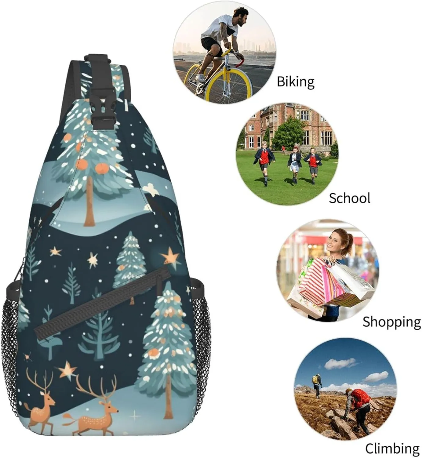 Couple Parrots Olive Crossbody Bag Chest Shoulder Bag Small Casual Backpack Suitable For Women Men Hiking