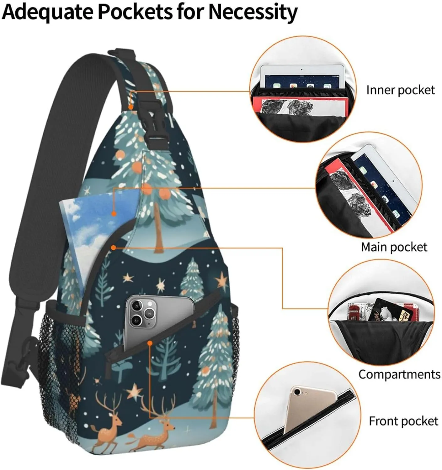 Couple Parrots Olive Crossbody Bag Chest Shoulder Bag Small Casual Backpack Suitable For Women Men Hiking