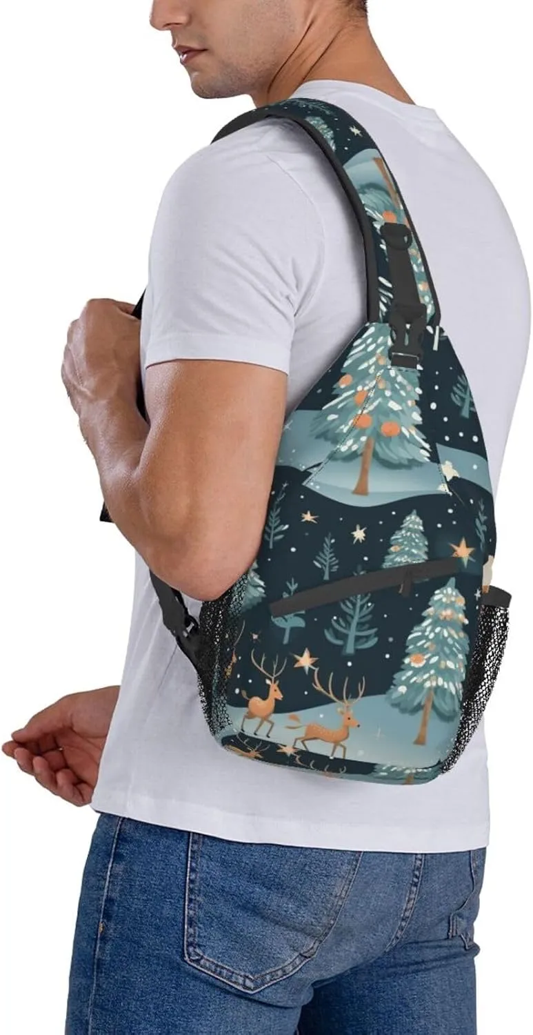 Couple Parrots Olive Crossbody Bag Chest Shoulder Bag Small Casual Backpack Suitable For Women Men Hiking