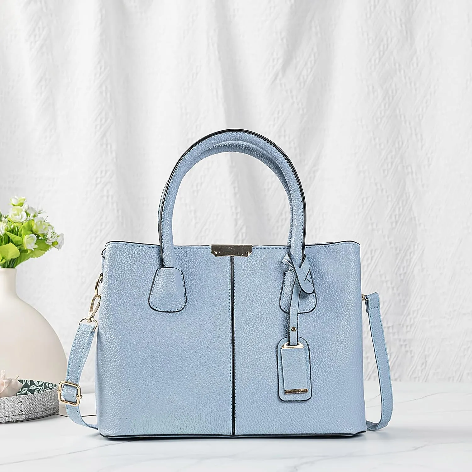Covelin Women's Top-handle Cross Body Handbag Middle Size Purse Durable Leather Tote Bag