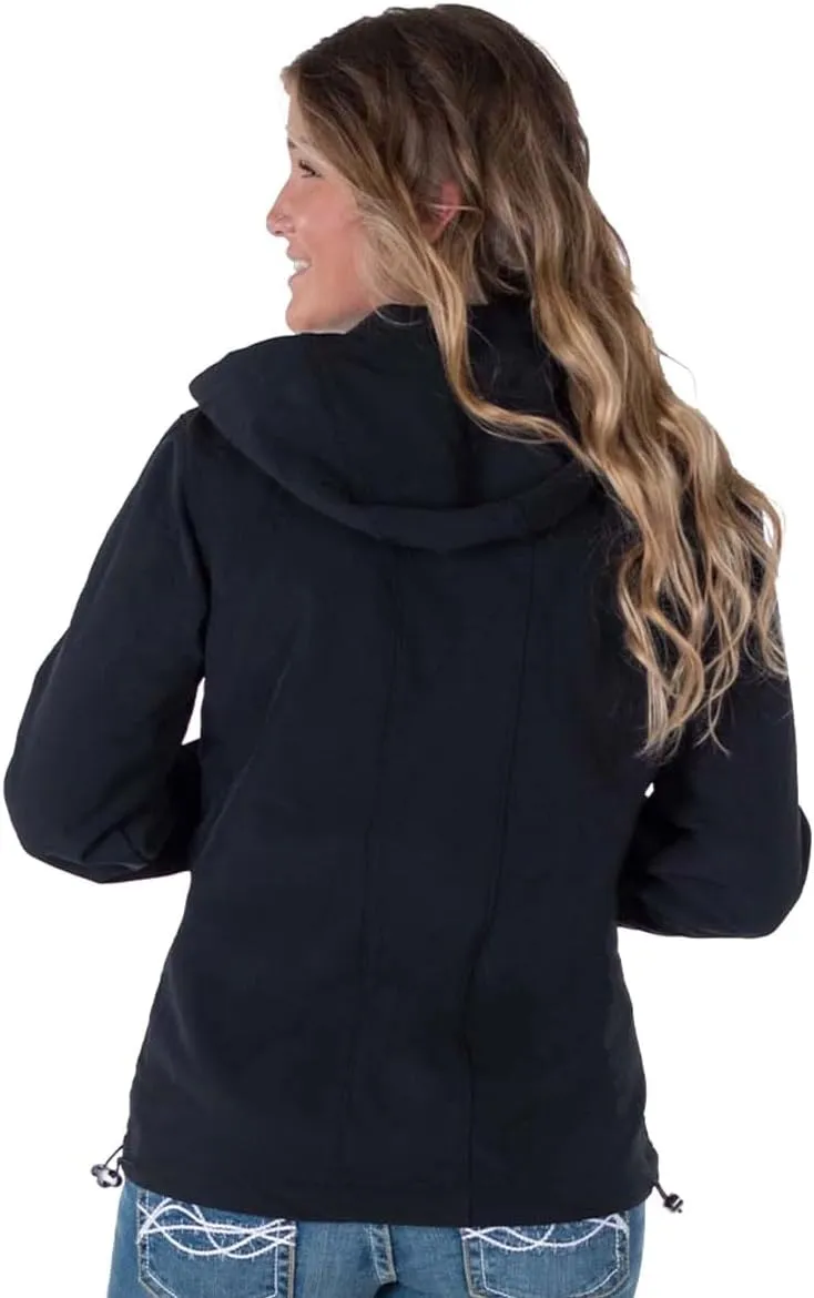 Cowgirl Tuff Western Jacket Womens Stretch Hood Zip Black H00731