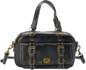 Crossbody Bag for Women, Retro Style Shoulder Bag with Adjustable Strap, Designer Top Handle Handbag, Black Bag
