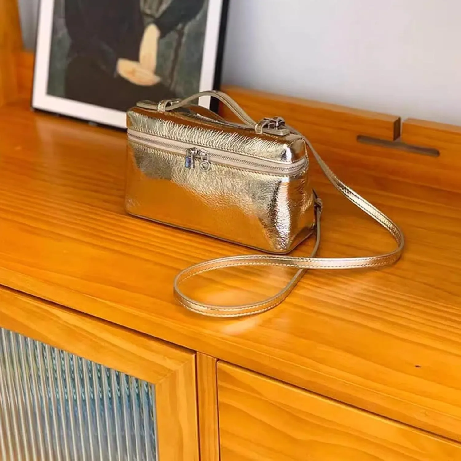 Crossbody Bag for Women, Small Top-Handle Leather Purse Designer Trendy Shoulder Bag Luxury Pouch