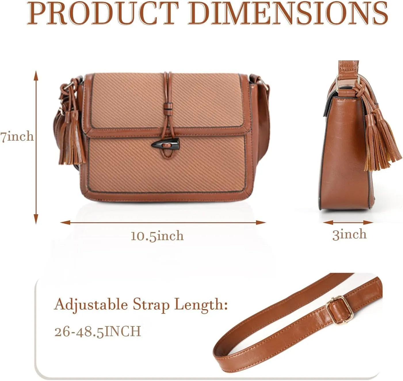 Crossbody Bag Purses for Women Trendy Vegan Leather Shoulder Bag for Women Vintage Tassel Satchel Purse 2024