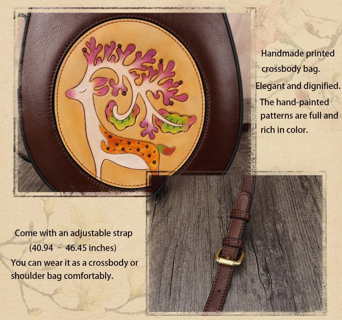Crossbody Bags for Women Handmade Shoulder Bag Leather Purse Vintage Satchels Handbag