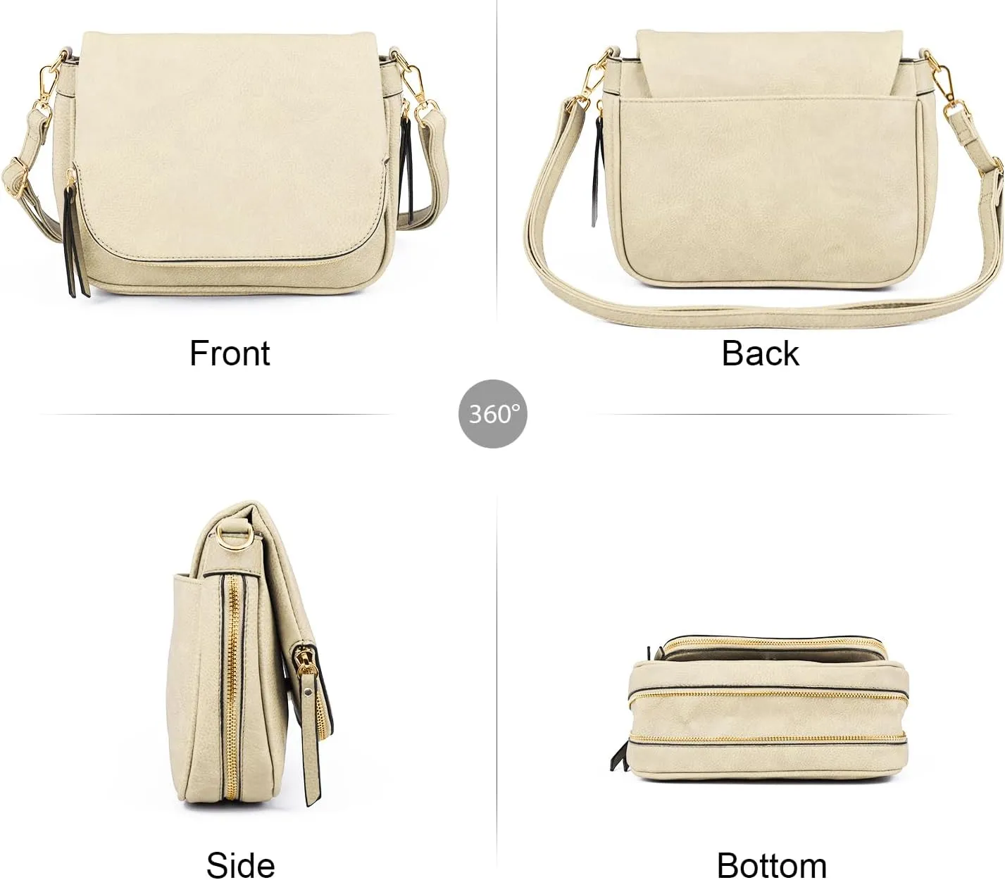 Crossbody Bags for Women Small Pu Leather Over the Shoulder Purses and Flap Cross Body Handbags with Multi Pockets