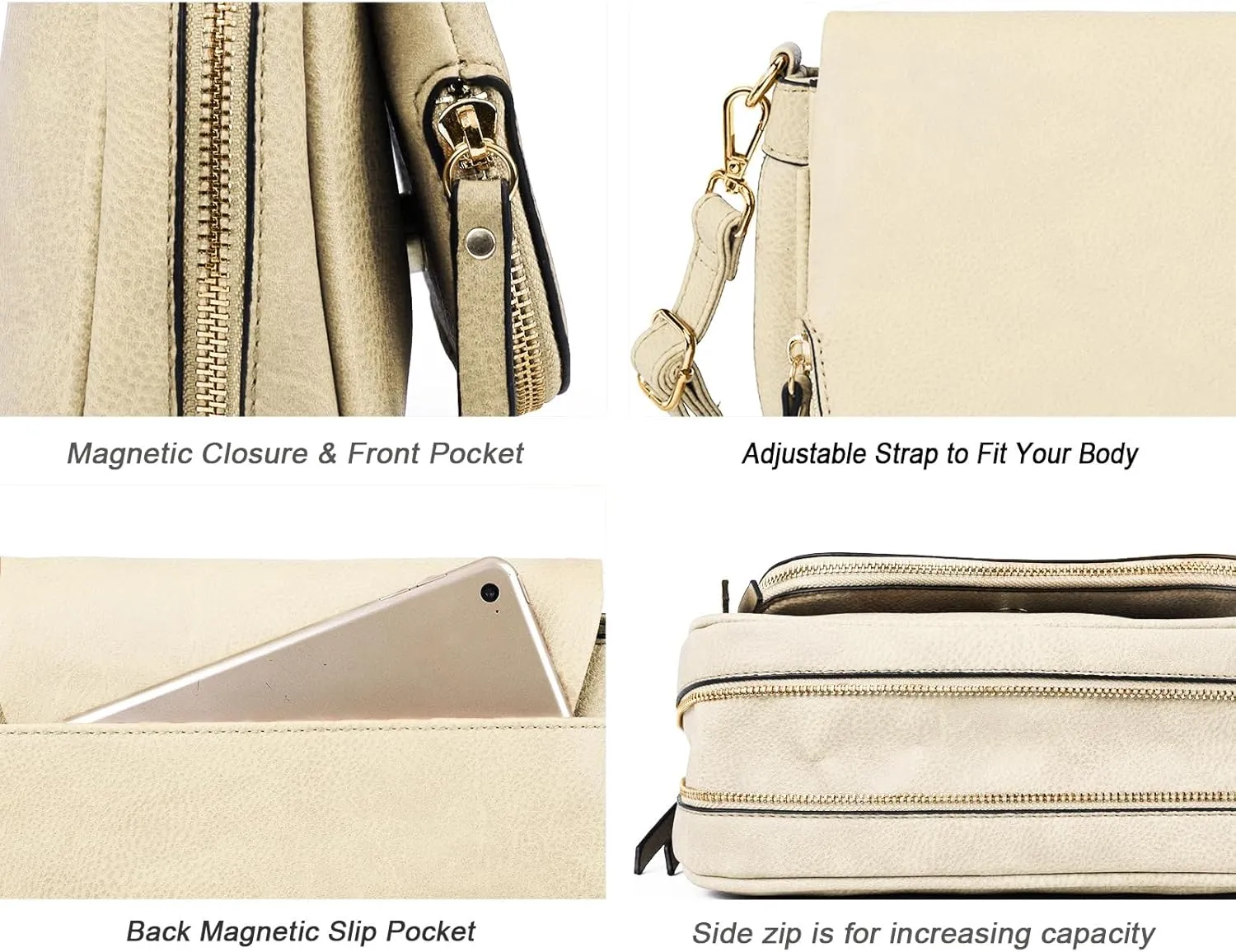 Crossbody Bags for Women Small Pu Leather Over the Shoulder Purses and Flap Cross Body Handbags with Multi Pockets