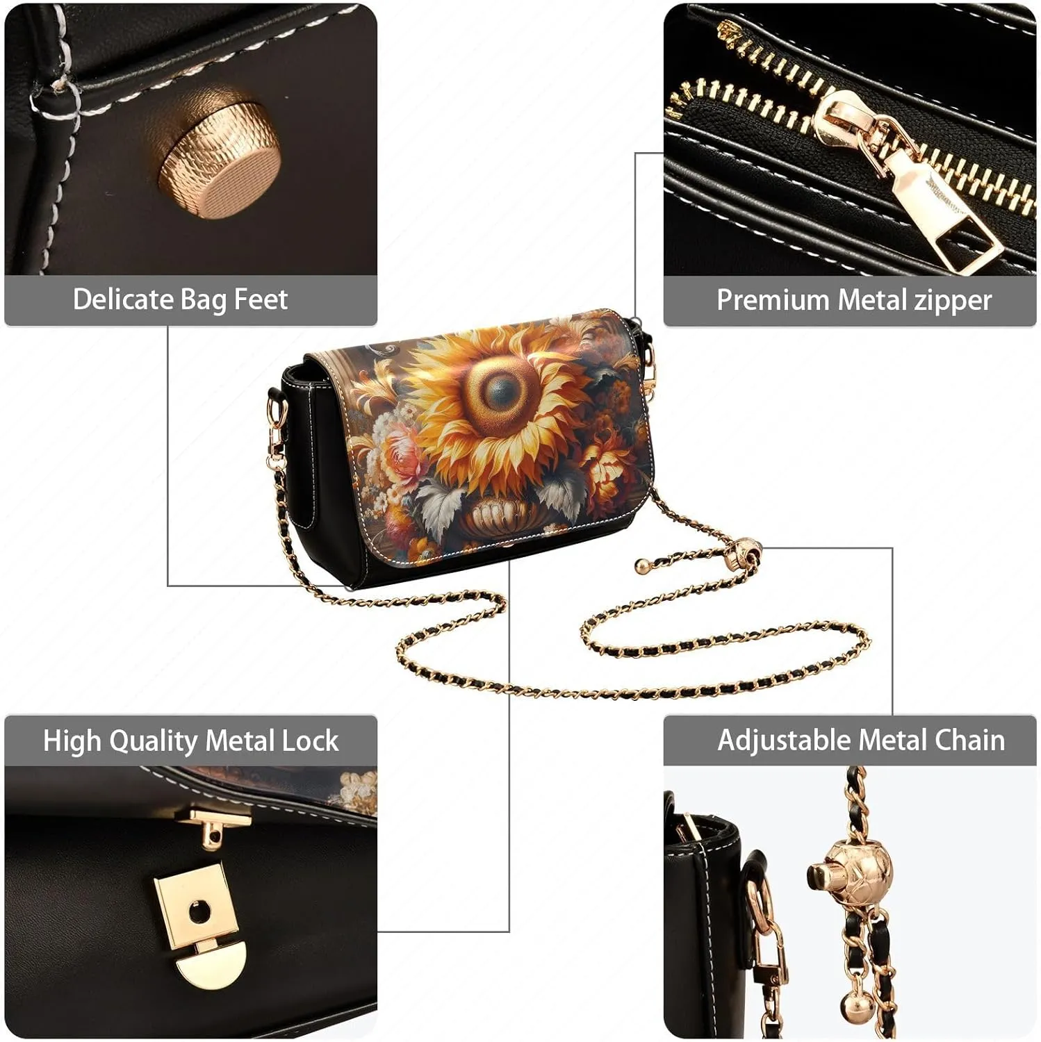 Crossbody Bags for Women Trendy Women's Black Shoulder Bag Small PU Leather Flap Cross Body Bag Handbags