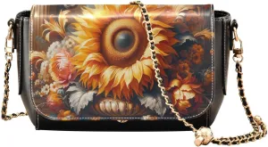 Crossbody Bags for Women Trendy Women's Black Shoulder Bag Small PU Leather Flap Cross Body Bag Handbags