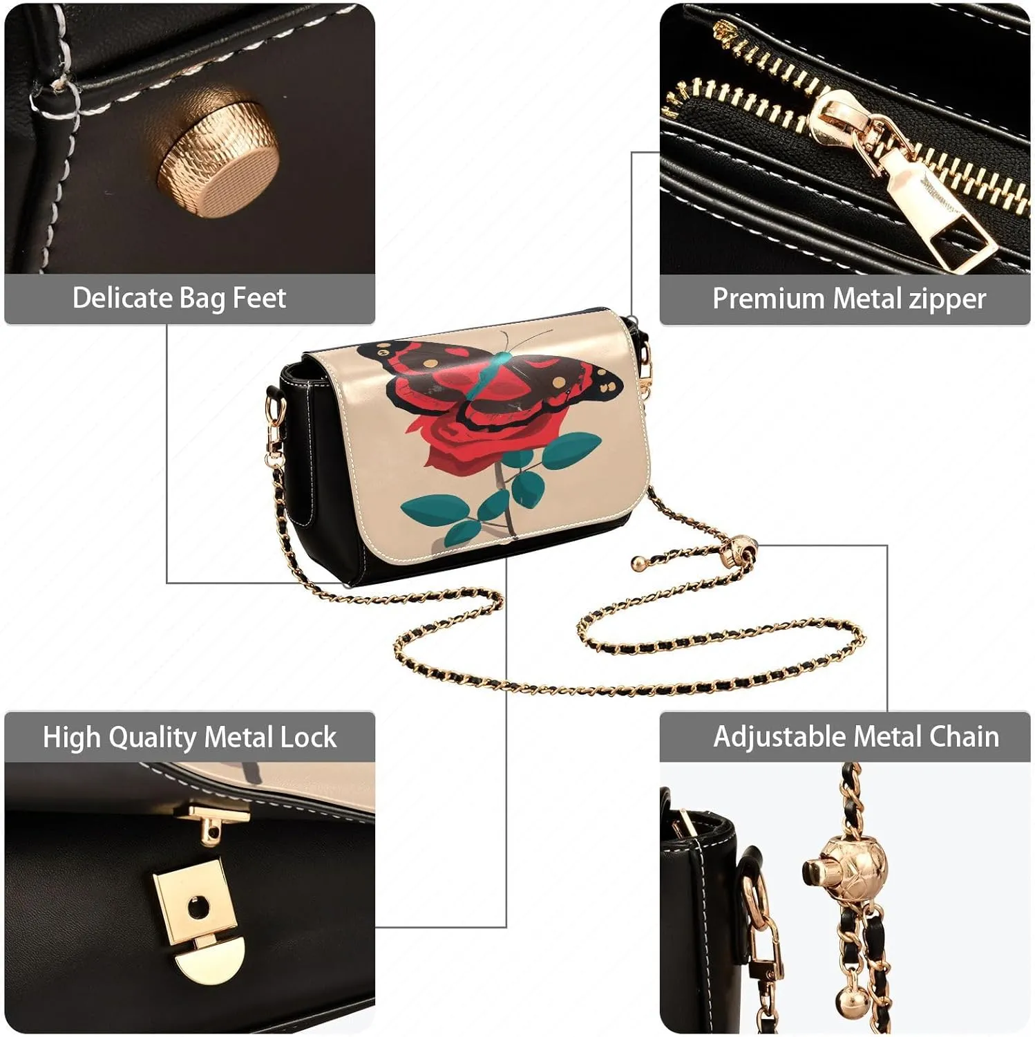 Crossbody Bags for Women Trendy Women's Black Shoulder Bag Small PU Leather Flap Cross Body Bag Handbags