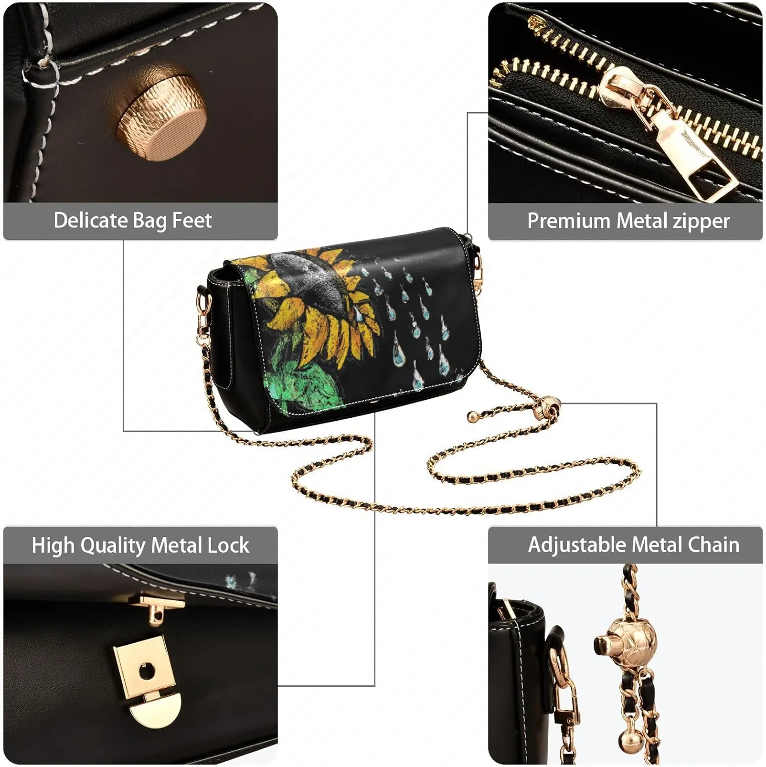 Crossbody Bags for Women Trendy Women's Black Shoulder Bag Small PU Leather Flap Cross Body Bag Handbags