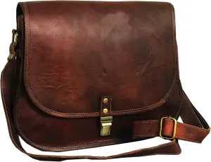 cuero 14 Inch Leather Crossbody Satchel Ladies Purse Women Shoulder Bag Tote Travel Purse Genuine Leather (brown)