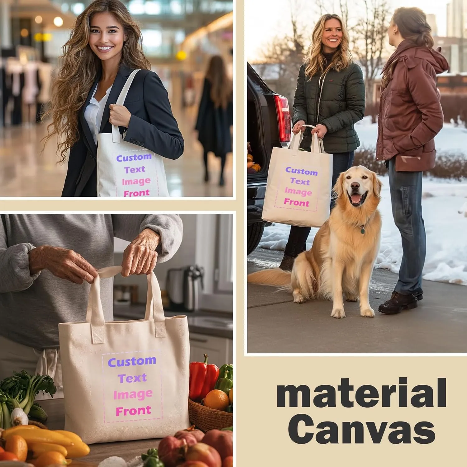 Custom Canvas Tote Bag Personalized Gifts for Women Custom Tote Bags with Logo Personalized Teacher Tote Bag