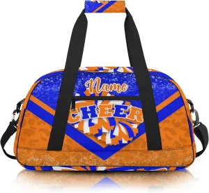 Custom Cheer Duffel Bag for Women, Personalized Cheer Bag for Cheerleader, Duffle Bag with Name, Cheerleading Gym Bag (Blue&Orange)
