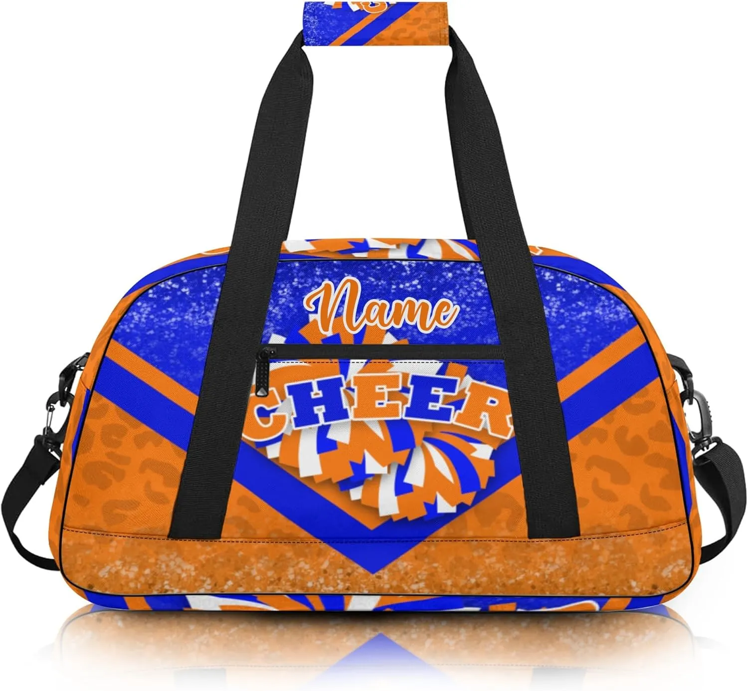 Custom Cheer Duffel Bag for Women, Personalized Cheer Bag for Cheerleader, Duffle Bag with Name, Cheerleading Gym Bag (Blue&Orange)