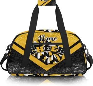 Custom Cheer Duffel Bag for Women, Personalized Cheer Bag for Cheerleader, Duffle Bag with Name, Cheerleading Gym Bag (Gold&Black)