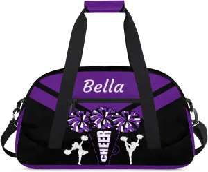 Custom Cheerleader Bag Dance Bag for Girl, Personalized Sport Duffel Gym Bag Weekender Bags Name Duffel Bag, Purple and Black