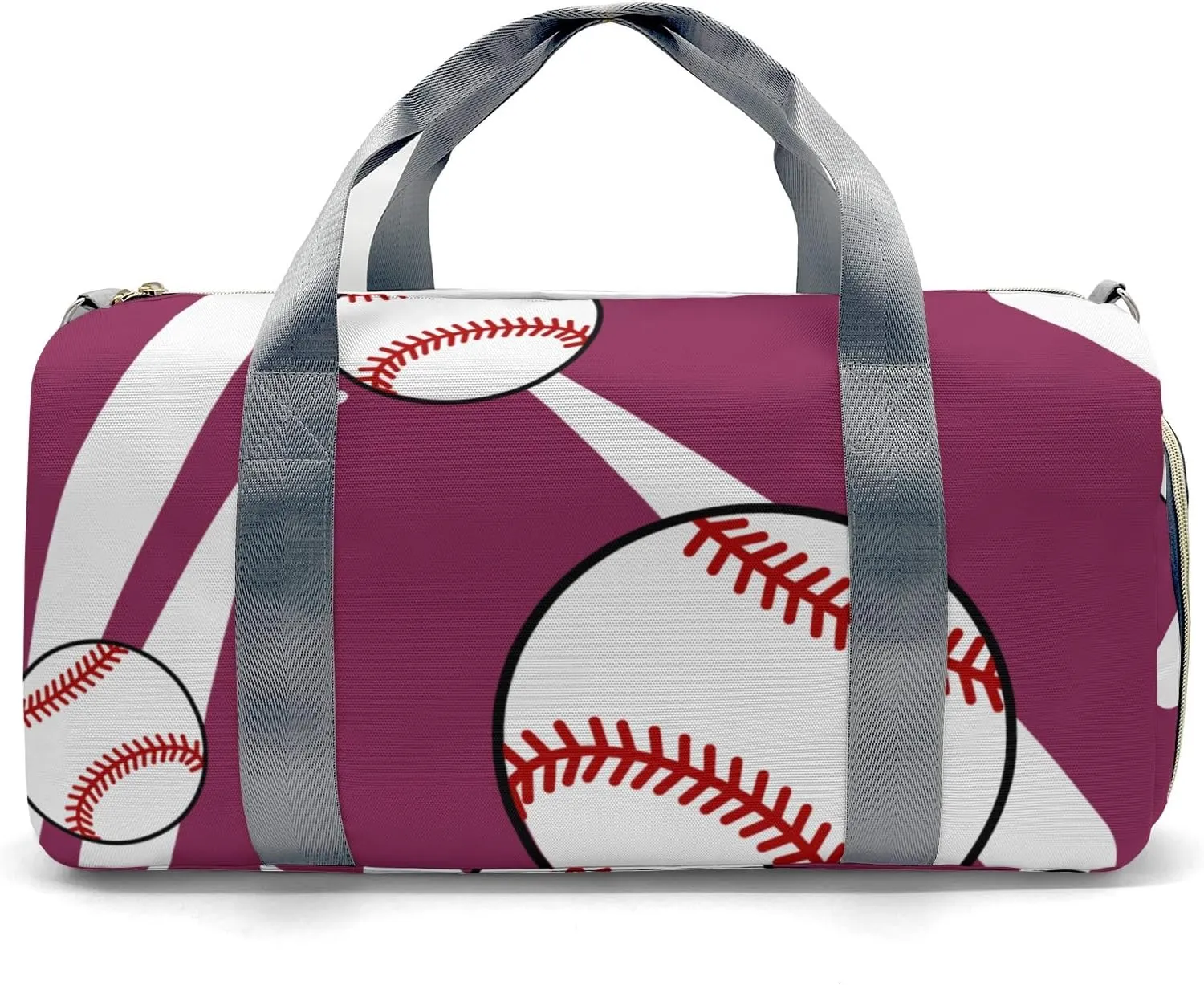 Custom Duffel Overnight Travel Bag for Sports Workout Girls Boys,Team Baseball Red Plum Personalized Duffle Bag Gifts