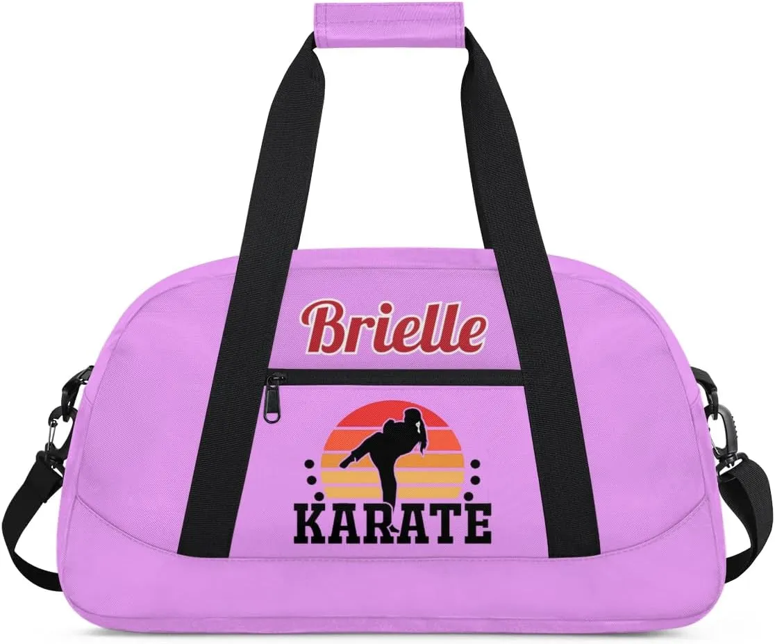 Custom Karate Sports Gym Bag for Girls Boys, Overnight Duffel Bags Cheerleader for Kids Personalized Dance Bag, Gymnastics Duffel Bag - Taekwondo