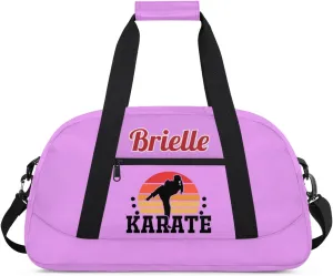 Custom Karate Sports Gym Bag for Girls Boys, Overnight Duffel Bags Cheerleader for Kids Personalized Dance Bag, Gymnastics Duffel Bag - Taekwondo