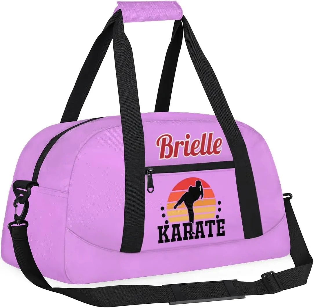 Custom Karate Sports Gym Bag for Girls Boys, Overnight Duffel Bags Cheerleader for Kids Personalized Dance Bag, Gymnastics Duffel Bag - Taekwondo