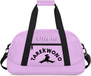 Custom Karate Sports Gym Bag for Girls Boys, Overnight Duffel Bags Cheerleader for Kids Personalized Dance Bag, Gymnastics Duffel Bag - Taekwondo