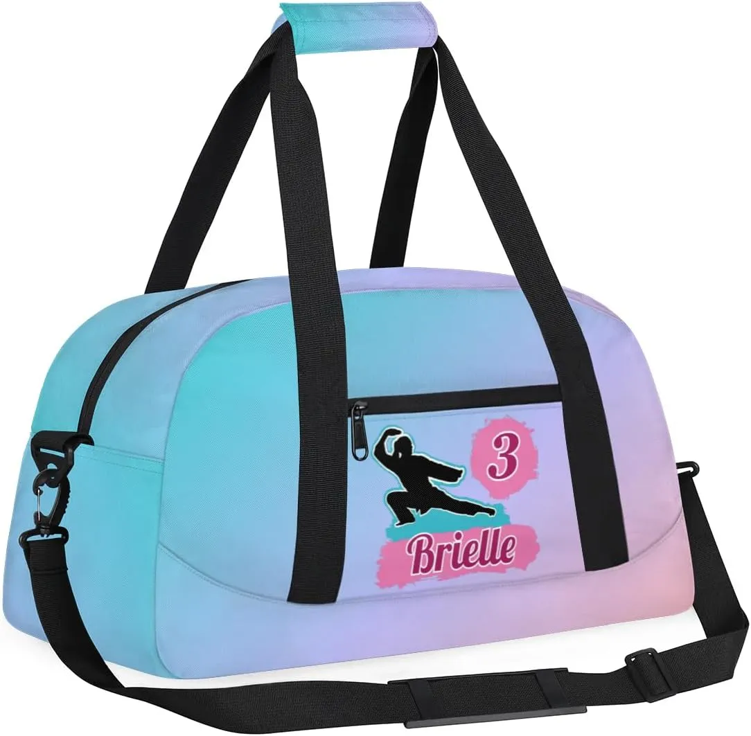 Custom Karate Sports Gym Bag for Girls Boys, Overnight Duffel Bags Cheerleader for Kids Personalized Dance Bag, Gymnastics Duffel Bag - Taekwondo