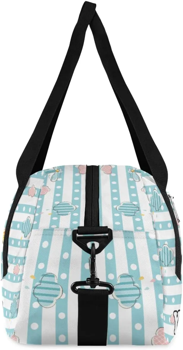 Custom Kids Duffel Overnight Bag Cute Elephant Personalized Kids Duffel Bag for Girls Boys Customized Kids Gifts - Animal Cyan