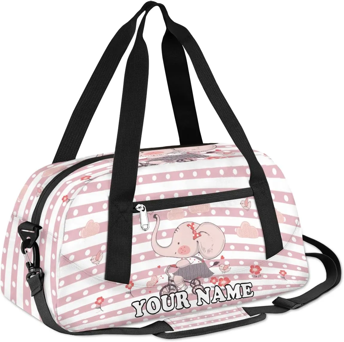 Custom Kids Duffel Overnight Bag Cute Elephant Personalized Kids Duffel Bag for Girls Boys Customized Kids Gifts - Animal Purple