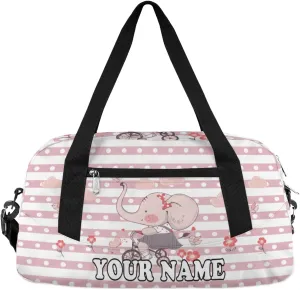 Custom Kids Duffel Overnight Bag Cute Elephant Personalized Kids Duffel Bag for Girls Boys Customized Kids Gifts - Animal Purple