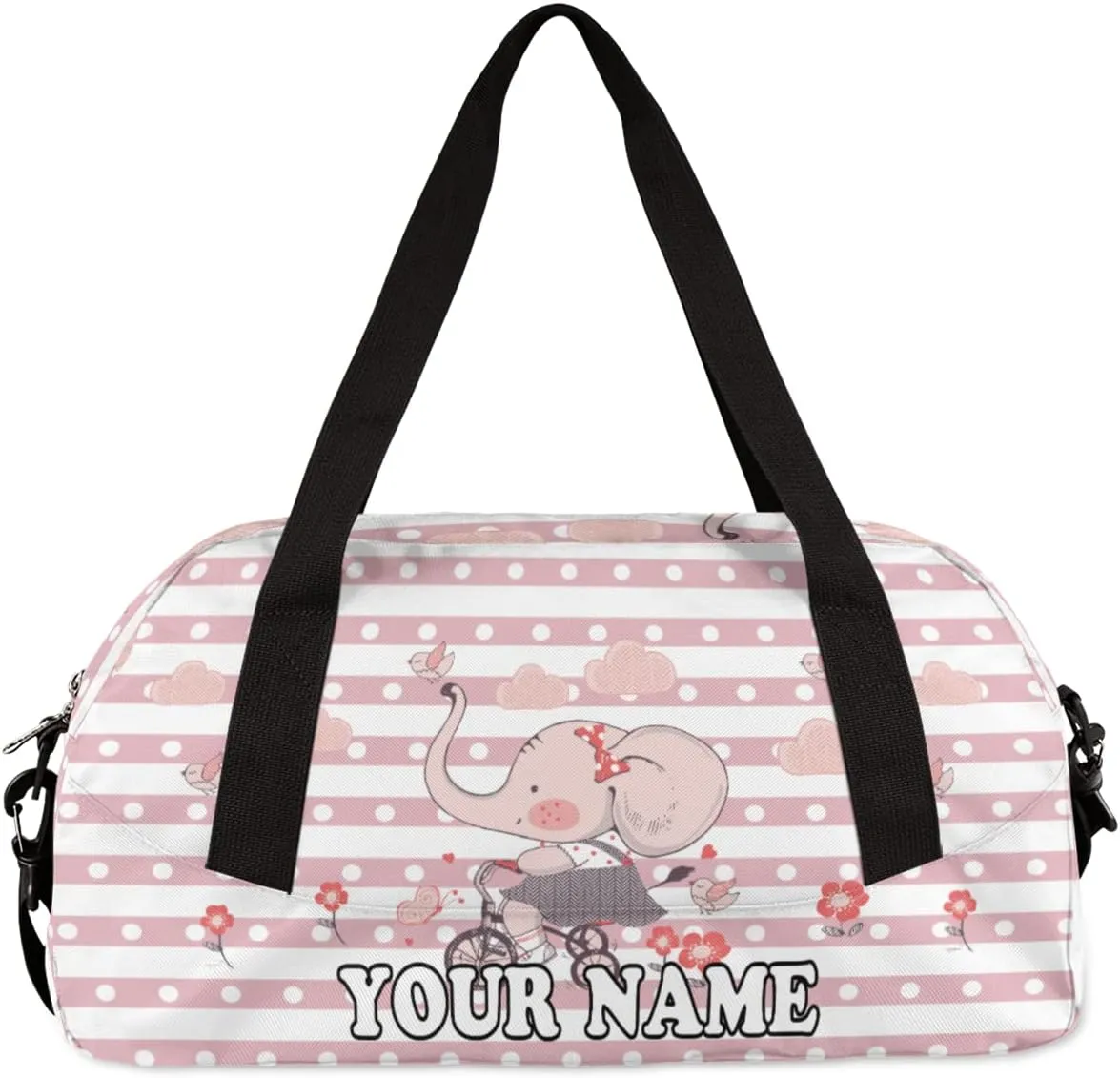 Custom Kids Duffel Overnight Bag Cute Elephant Personalized Kids Duffel Bag for Girls Boys Customized Kids Gifts - Animal Purple