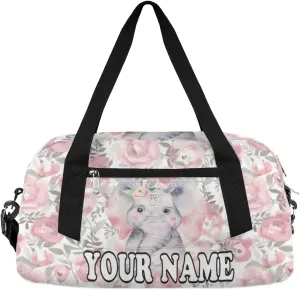 Custom Kids Duffel Overnight Bag Cute Elephant Personalized Kids Duffel Bag for Girls Boys Customized Kids Gifts - Stars Planets