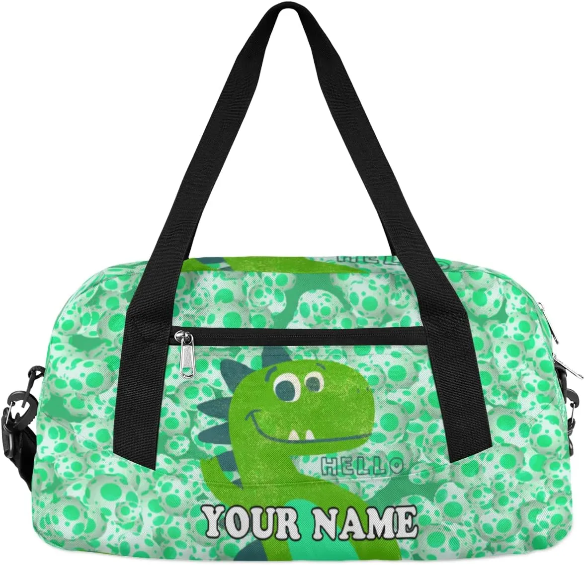 Custom Kids Duffel Overnight Bag Dinosaur Personalized Kids Duffel Bag for Girls Boys Customized Kids Gifts - Dinosaur Eggs Green