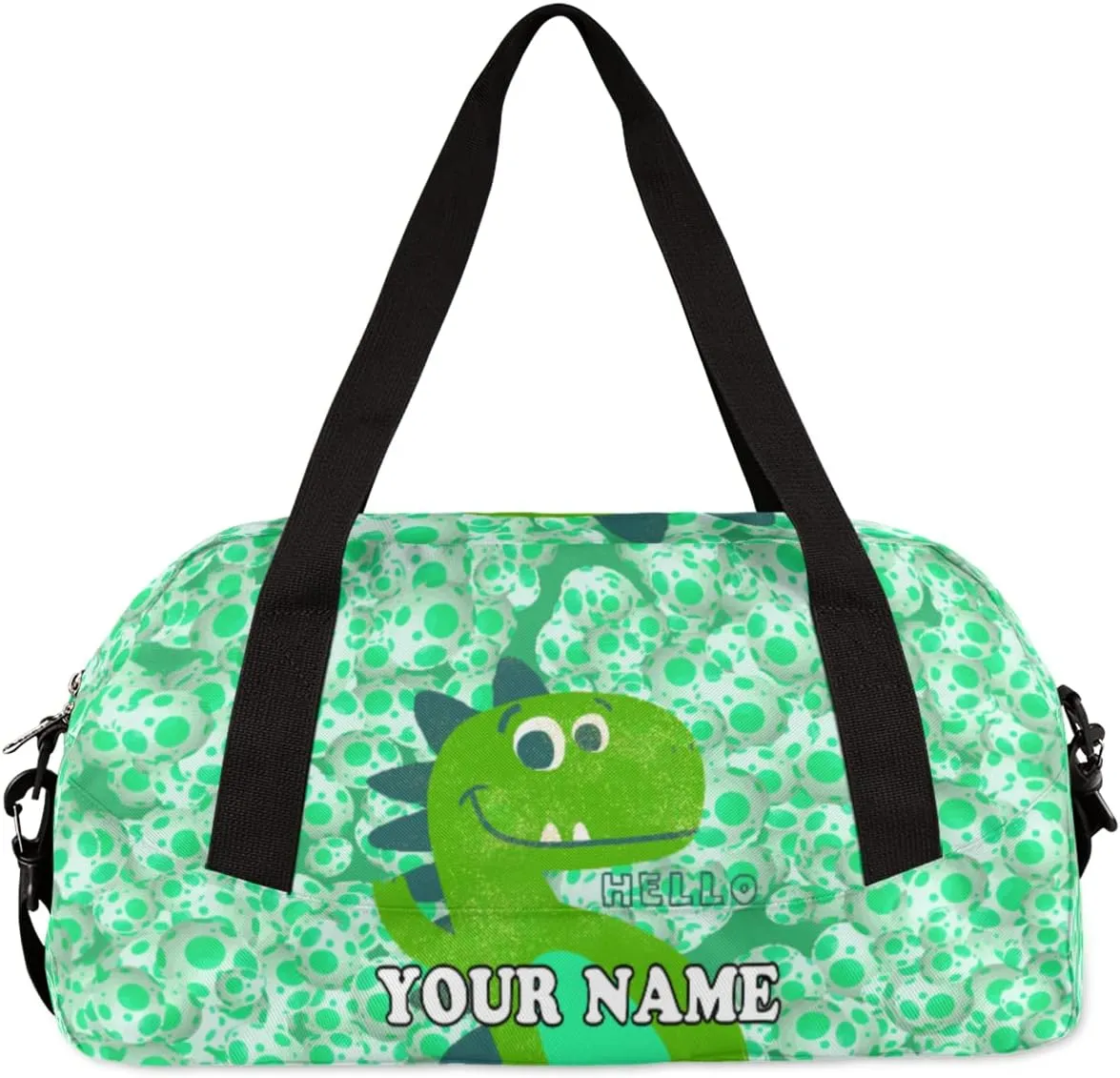 Custom Kids Duffel Overnight Bag Dinosaur Personalized Kids Duffel Bag for Girls Boys Customized Kids Gifts - Dinosaur Eggs Green